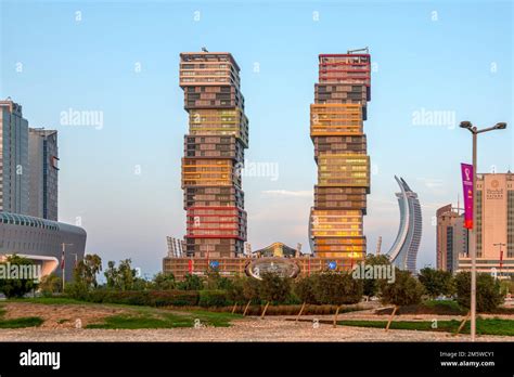 Lusail Marina Twin Towers In Doha Qatar Middle East Stock Photo Alamy