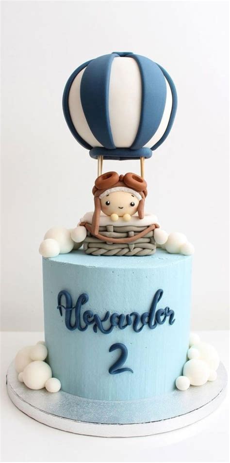 Hot Air Balloon Blue Birthday Cake For Nd Birthday