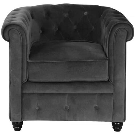 FAUTEUIL CHESTERFIELD EN VELOURS CAPITONNE GRIS ANTHRACITE Cdiscount