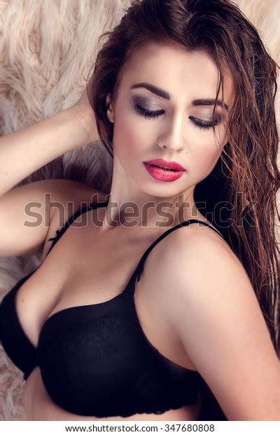 Sexy Beautiful Brunette Woman Lying Bed Stock Photo 347680808 Shutterstock