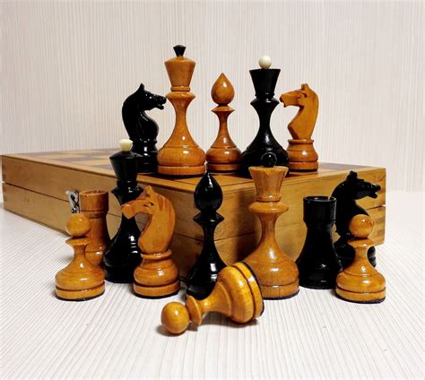 Antique Soviet Wooden Chess Vintage Chess Ussr Chess Ussr Inspire