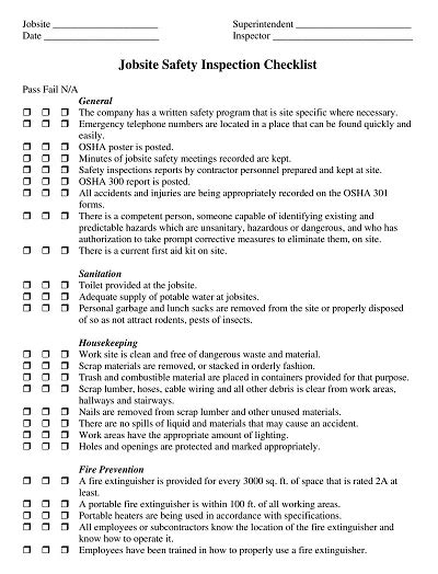 36 Free Safety Inspection Checklist Templates PDF Samplates