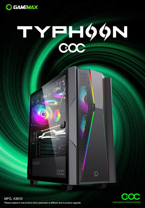 Gamemax Typhoon Coc Black Usb Tempered Glass Atx Mid Tower Gaming