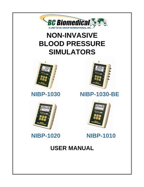 PDF NON INVASIVE BLOOD PRESSURE SIMULATORS BC Non Invasive