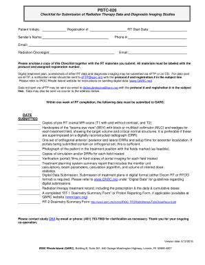 Fillable Online Qarc Checklist For Submission Of Radiation Therapy Data