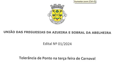 Edital 1 2024 Tolerância de ponto na próxima terça feira Carnaval