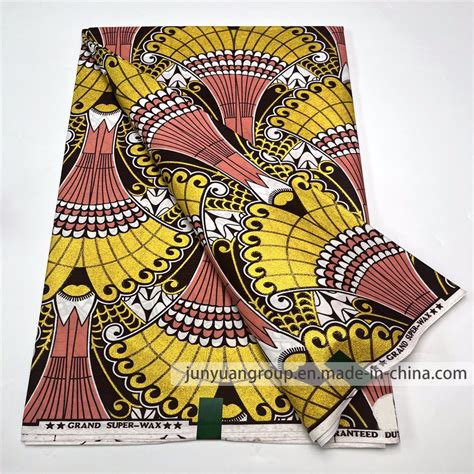 Royal Yellow Red Blue Color Hitarget African Gold Wax Fabric With