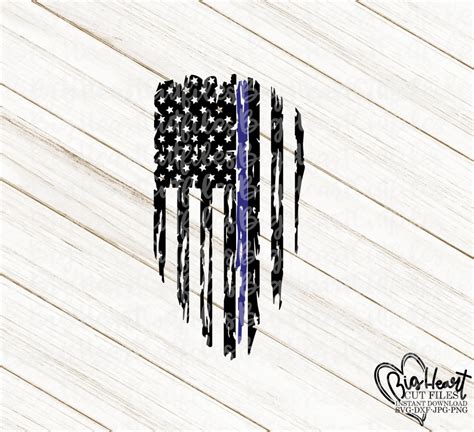 Distressed Police Flag Svg Png  Dxf Thin Blue Line Flag Etsy