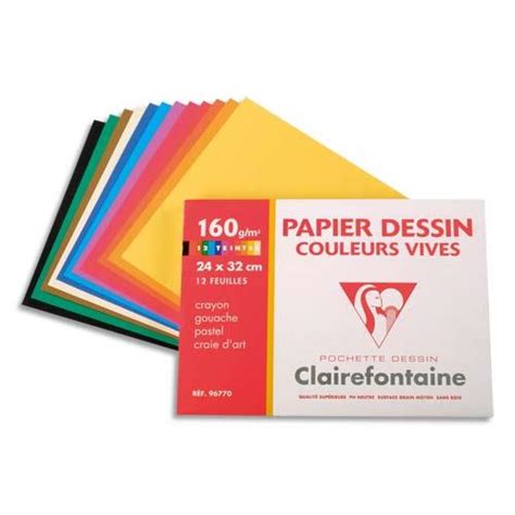 Feuilles Papier Dessin Couleur Clairefontaine Teintes Vives 160g