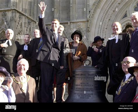 The Duke Of York Waves To The Crowd Outside York Minster After Looking