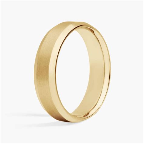 Beveled Edge Matte Wedding Ring In K Yellow Gold Mm