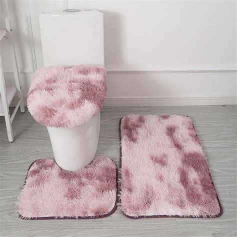 Suncoda Bath Rugs Area Rug Tie Dyed Plush Carpet Plush Toilet Set Of 3