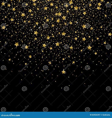 Gold Confetti Glitter On Black Background Stock Vector Illustration