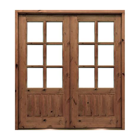 ESWDA 72x96 Exterior Swing Knotty Alder Oconee TDL 6 Lite Double Door