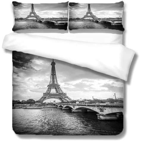 Housse De Couette 140x200cm Tour Eiffel Grise En Confortable Lgant Avce