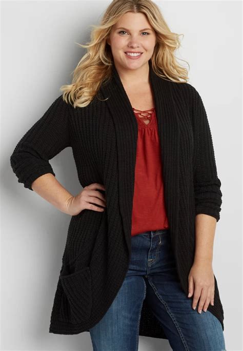 Plus Size Thick Knit Cocoon Cardigan With Pockets Maurices