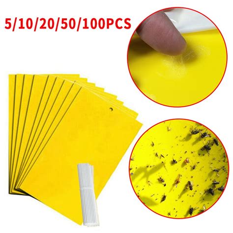 5102050pcs Dual Sided Yellow Sticky Traps For Flying Plant Insect