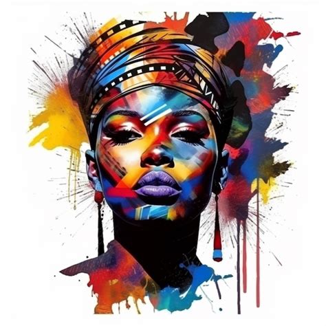 Premium Ai Image Abstract Painting Concept Colorful Art Portrait Of A Black Woman With Modern