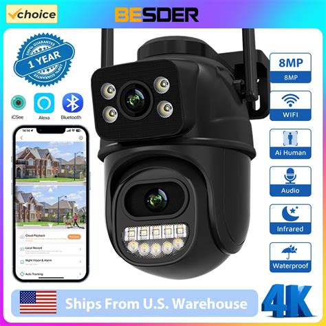 BESDER PTZ 8MP Wifi Camera Dual Screen Auto Tracking Color Night Vision