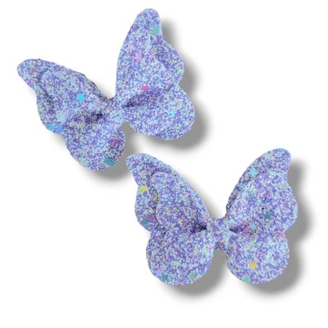 Glitter Butterfly Hair Clips Lilac