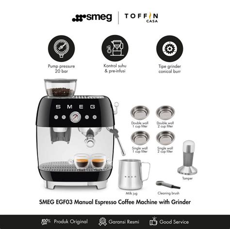 SMEG EGF03 Espresso Manual Coffee Machine With Grinder SMEG Indonesia