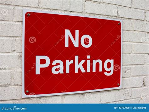 Red And White No Parking Sign Wirral June Editorial Stock Photo