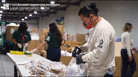 Local Conservation Corps Team With Central Valley Food Bank In A Time