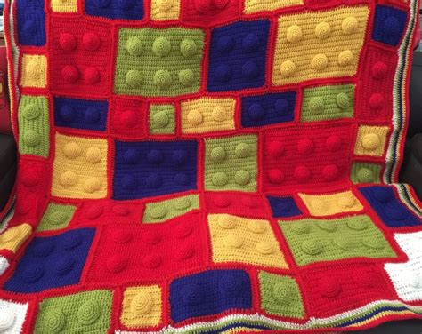 Crocheted Lego Inspired Blanket Is Finished Crochet Lego Blanket