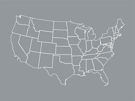 A map of united states of America with white lines with shading on gray ...