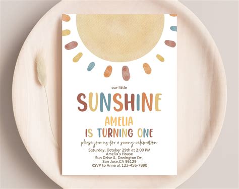 Boho First Trip Around The Sun Birthday Invitation Sun Invitation First