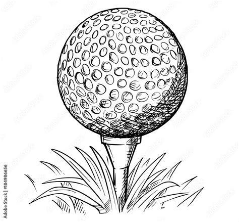 Vector Hand Drawing of Golf Ball on Tee Stock Vector | Adobe Stock