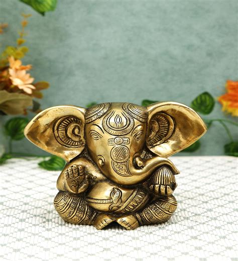 Buy Carving Appu Ganesh Gold Brass Idol At Off By Imli Street