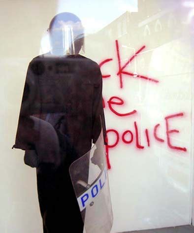 Original Turf War Mannequin W Fuck The Police Artnet Banksy Unofficial