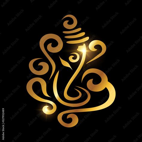 Golden Ganesh Puja. ganesh Chaturthi Sign Stock Vector | Adobe Stock