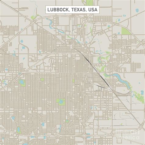 Lubbock Texas US City Street Map Digital Art by Frank Ramspott