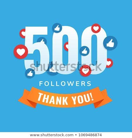 500 Followers Social Sites Post Greeting Card Vector Illustration Amor