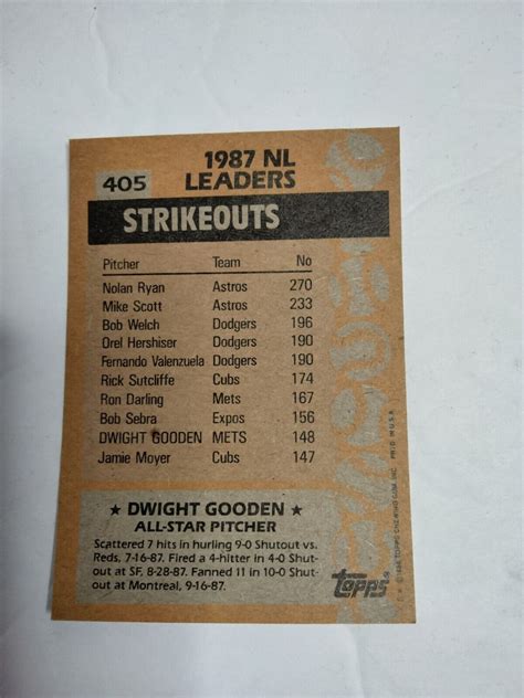 Dwight Gooden 405 All Star National League Topps 1988 Vintage Baseball