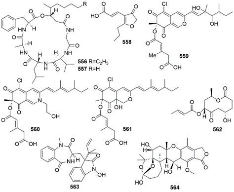 Structures Of New Marine Natural Products 556 564 Derived From Microbes