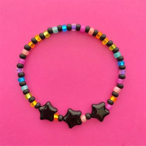 Rainbow Black Star Beaded Bracelets Etsy