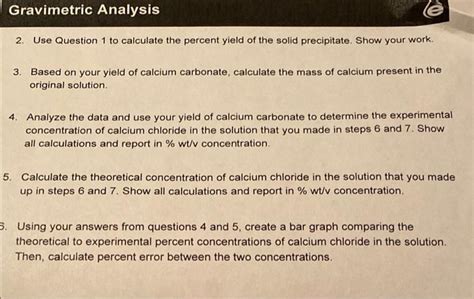 Solved EXPERIMENT 1 GRAVIMETRIC ANALYSIS WITH CALCIUM Chegg