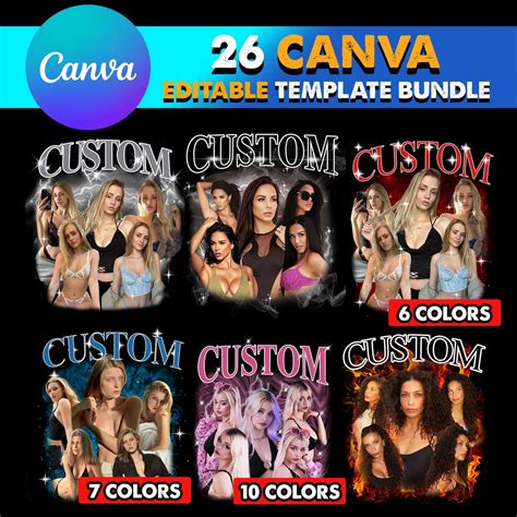 Bundle Pack Editable Canva Templates Bootleg Designs Custom Rap Tee