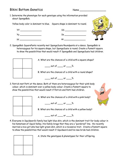 Bikini Bottom Genetics Answer Key Fill Online Printable Fillable Blank Pdffiller