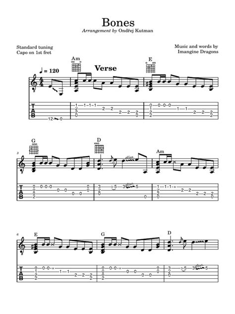 Bones (TABS) | PDF | Chordophones | European Musical Instruments