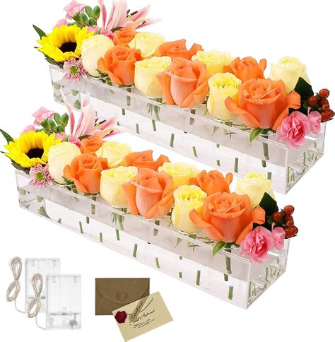 Amazon 2 Pack Clear Acrylic Flower Vase Rectangular Floral