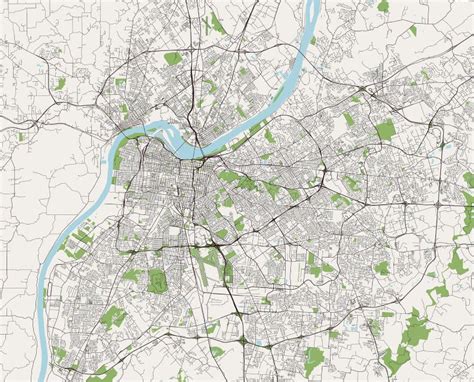 Mapa De La Ciudad De Louisville Kentucky Ee Uu Stock De Ilustraci N