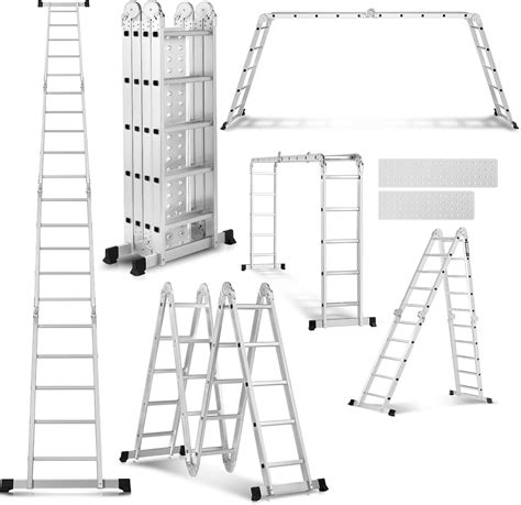 195ft Scaffold Ladders Heavy Duty Aluminum Folding Step Ladder