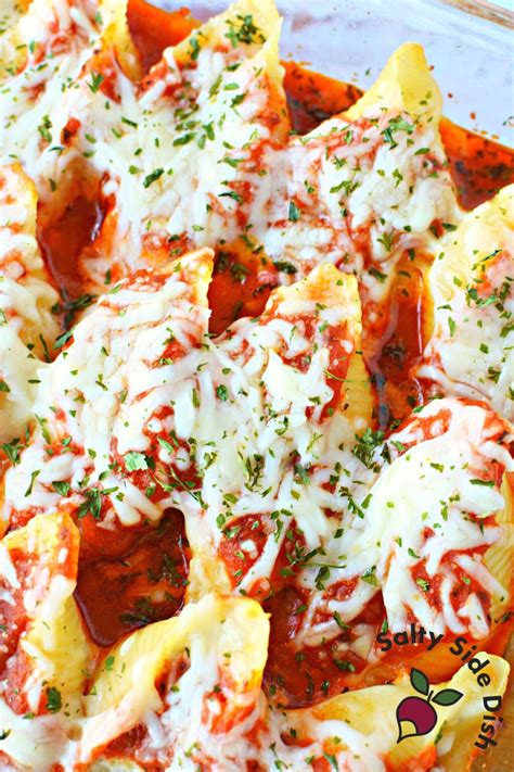 Giant Stuffed Shells With 3 Cheeses Salty Side Dish