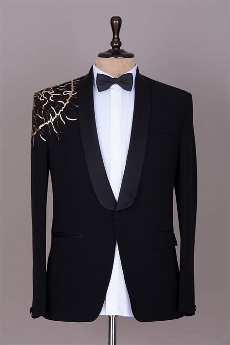 Buy Dark Midnight Blue Cutdana Embroidered Italian Tuxedo Suit Online