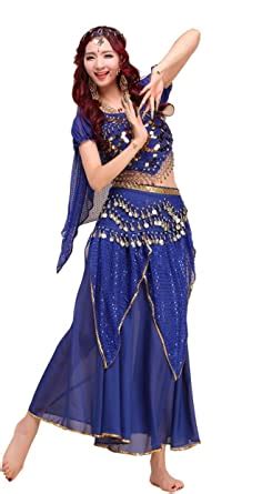 Amazon Pilot Trade Lady S Belly Dance Costume Indian Dance Shiny