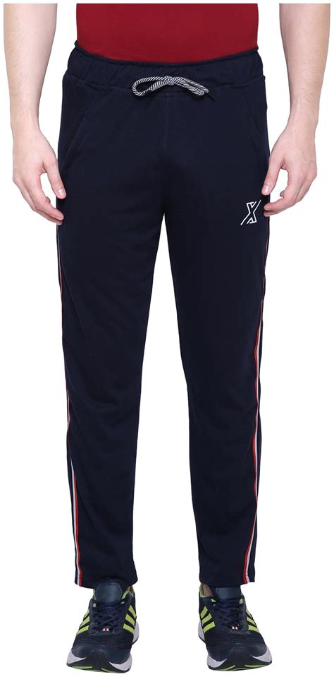 Buy XOHY Men Navy Blue Solid Regular Fit Track Pants Online At Low